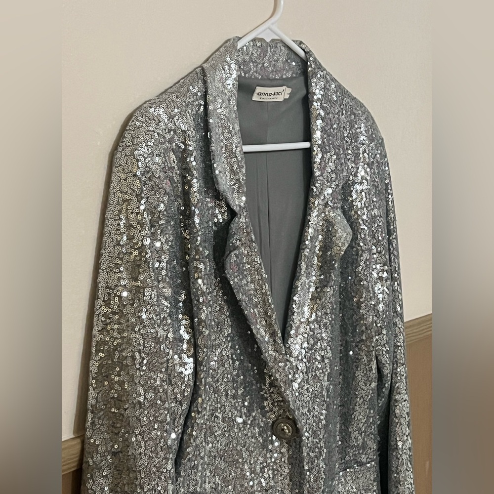 Glamorous Large Silver Sequin Blazer - image 3